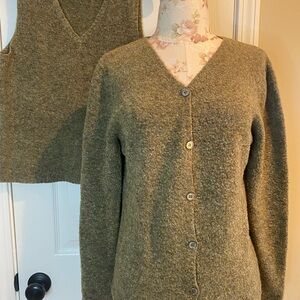 Doncaster Green Cardigan 2 Pc Soft Knit Timeless Design